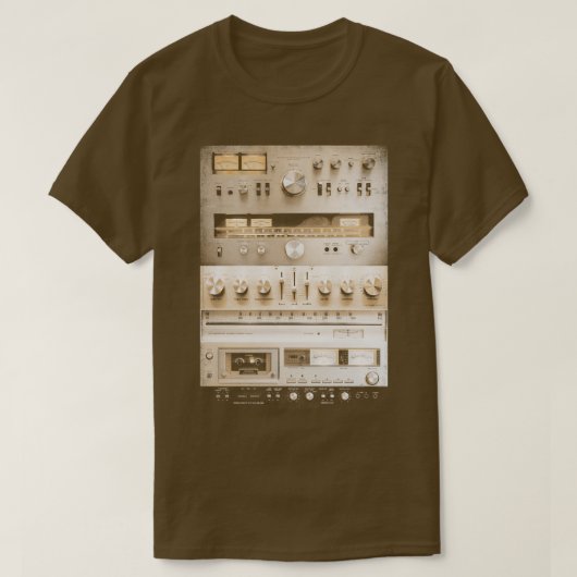 セットアップヴィンテージオーディオHiFiサウンドシステム混合メディア Tシャツ (デザイン正面)