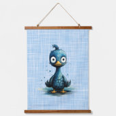 セットオブトリプル不機嫌鳥抽象芸術グリーンブルーイエロー 吊り下げ型タペストリー (正面)