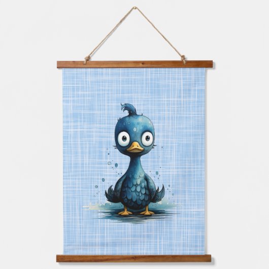 セットオブトリプル不機嫌鳥抽象芸術グリーンブルーイエロー 吊り下げ型タペストリー (正面)