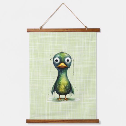 セットオブトリプル不機嫌鳥抽象芸術グリーンブルーイエロー 吊り下げ型タペストリー (正面2)