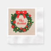 セットフェリズナビダードメリークリスマスリースカクテル 縁ありカクテルナプキン (正面)