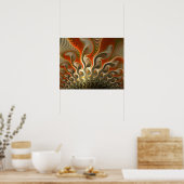 セットフェーザーオレンジ抽象芸術炎 ポスター (キッチン)