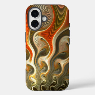 セットフェーザー抽象芸術オレンジフレイムス iPhone 16ケース
