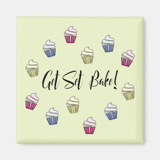 セットベイクカラフルカップケーキを取得 マグネット (正面)