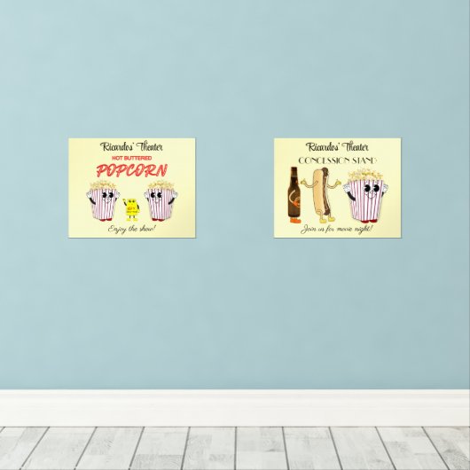 セット14 x 11アートプリント映画館コンセッション (ウッドフロア)
