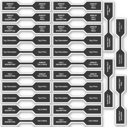 セット26ジュエリー価格ラベルブラックバーベルステッカー シール (正面)