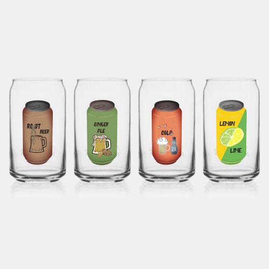 セット2 "ソーダ"飲み物用品セット缶ガラス ガラス缶 (正面)