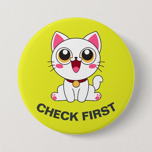 セット2 - Cat Pin - "Check First" 缶バッジ (正面)