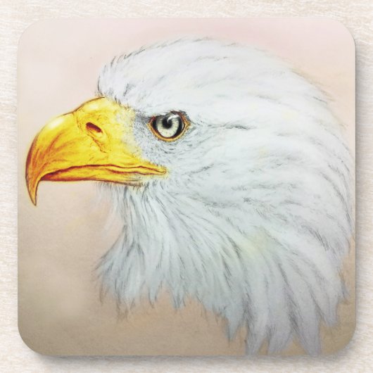 セット6ホワイトイーグルコースターセット、バードスケッチ コースター (正面)