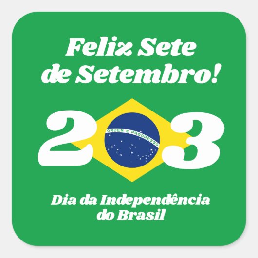 セテデセテンブロ独立記念日ブラジル国旗 スクエアシール (正面)