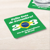 セテデセテンブロ独立記念日ブラジル国旗 スクエアペーパーコースター (アングル)