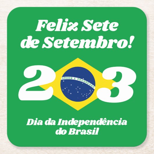 セテデセテンブロ独立記念日ブラジル国旗 スクエアペーパーコースター (正面)