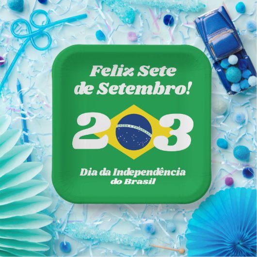 セテデセテンブロ独立記念日ブラジル国旗 ペーパープレート (パーティー)