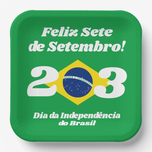 セテデセテンブロ独立記念日ブラジル国旗 ペーパープレート (正面)