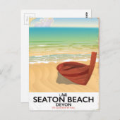 セトンビーチデボンヴィンテージシーサイドポスター ポストカード (正面/裏面)