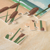 セトンビーチドーセットトラベルポスター ジグソーパズル (側面)