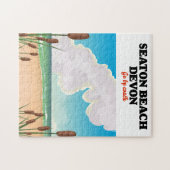 セトンビーチドーセットトラベルポスター ジグソーパズル (横)