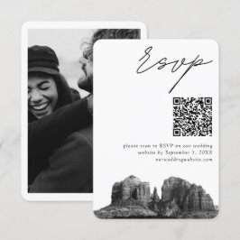 セドナの結婚式 現代のRSVP QRコード エンクロージャーカード