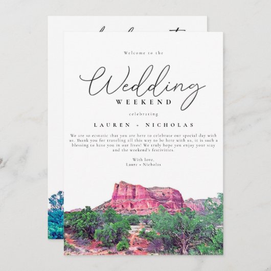 セドナアゾ結婚ナの週末のウェルカム旅程 招待状 (正面/裏面)
