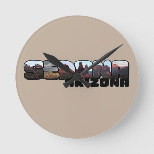 セドナアリゾナビックレター – マウンテンビュー ラウンド壁時計 (正面)