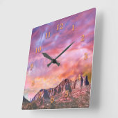 セドナアリゾナレッドロックサンセット スクエア壁時計 (傾斜)