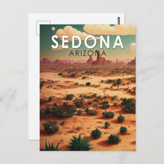 セドナアリゾナレトロトラベルアートヴィンテージ ポストカード (正面/裏面)