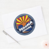 セドナアリゾナ州旗がバーストラウンドステッカー ラウンドシール (封筒)