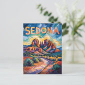 セドナデザートカテドラルロックトラベルバンゴッホ ポストカード (スタンド正面)