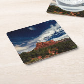 セドナ上の月の光、アリゾナ スクエアペーパーコースター (アングル)