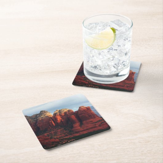 セドナ・アリゾナの曇りポットロック スクエアペーパーコースター (インサイチュ)