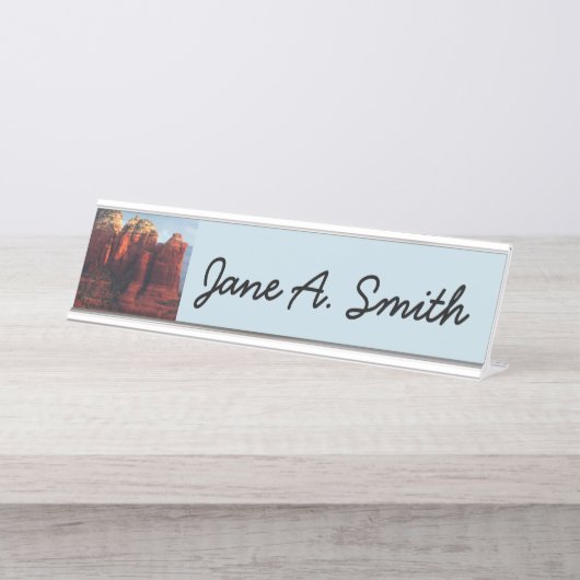 セドナ・アリゾナの曇りポットロック デスクネームプレート (正面)