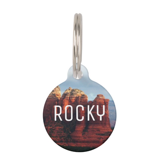 セドナ・アリゾナの曇りポットロック ペット　ネームタグ (正面)