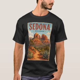 セドナ アリゾナ州 キャシードラルロック イラスト 旅行 Tシャツ