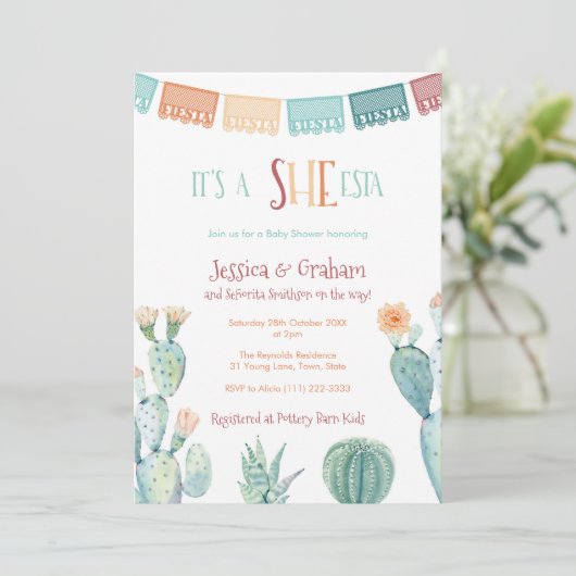 セニョリタオンザウェイシエスタガールベビーシャワー 招待状 (スタンド正面)