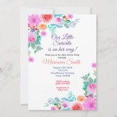セニョリータ フローラル フィエスタ ベイビー シャワー ゴールド ガール 招待状 (正面)