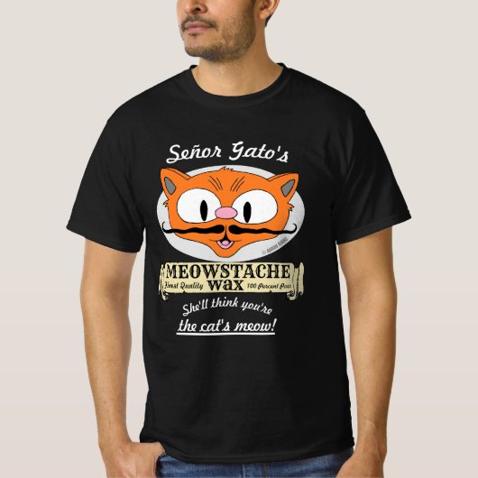 セニョール・ガトのニャンワックス ヒゲ猫 Tシャツ (正面)