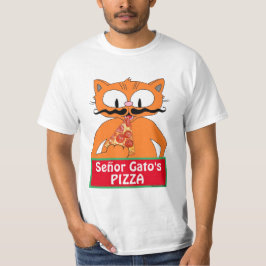 セニョール・ガトのピザ・カートゥーン・ヒゲ猫・面白い Tシャツ