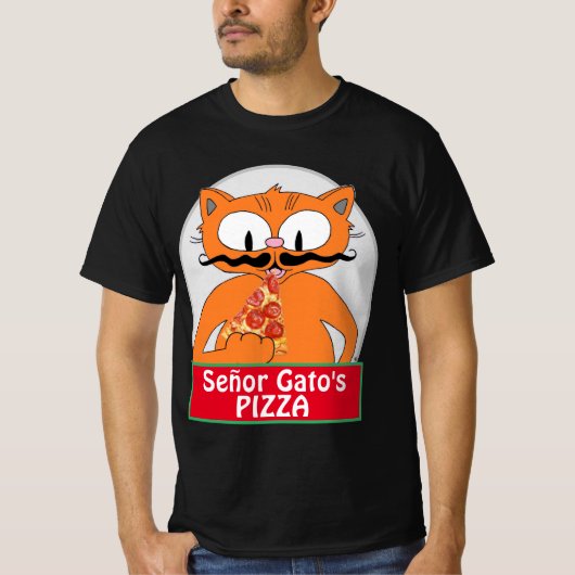 セニョール・ガトのピザ・ヒゲ猫 Tシャツ (正面)