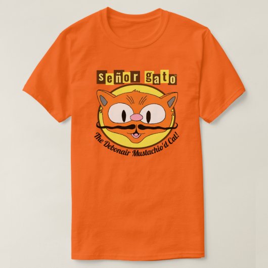セニョール・ガトー™ デボネア髭猫 Tシャツ (デザイン正面)