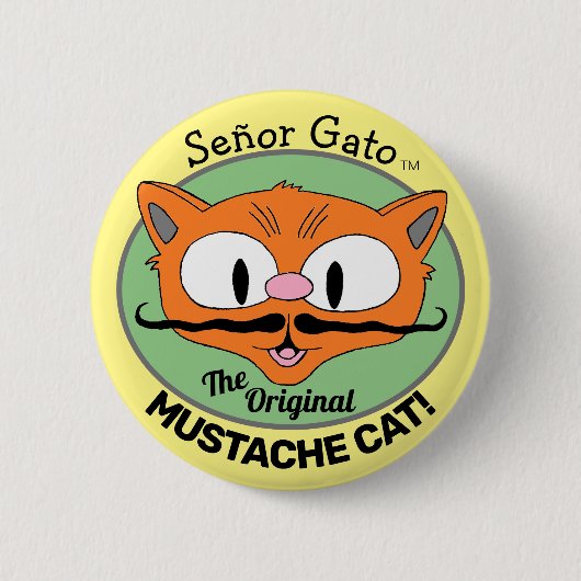 セニョール・ガト オリジナルのヒゲ猫のキャラクター 缶バッジ (正面)