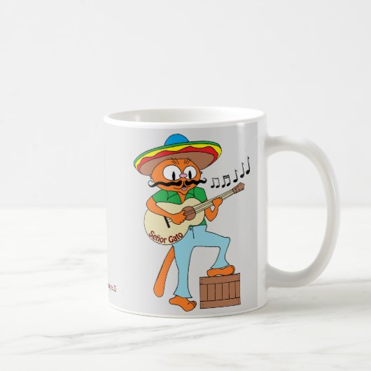 セニョール+ガト™ 歌うメキシカン+ヒゲ猫 ギター コーヒーマグカップ (右)