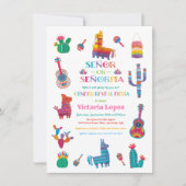 セニョール・セニョリータ性別でフェスタの赤ちゃんシャワーを明らかにする 招待状 (正面)