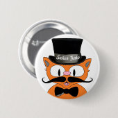 セニョールGato™口ひげトップハットと蝶ネクタイ猫 缶バッジ (正面&裏面)