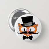 セニョールGato™口ひげトップハットと蝶ネクタイ猫 缶バッジ (正面&裏面)