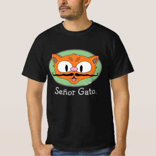 セニョールGato™ Cartoon Mustache Cat顔 Tシャツ
