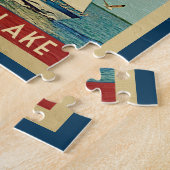 セネカレイクシルボートヴィンテージトラベルニューヨーク ジグソーパズル (側面)