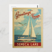 セネカレイクポストカードシルボートヴィンテージニューヨーク ポストカード (正面/裏面)