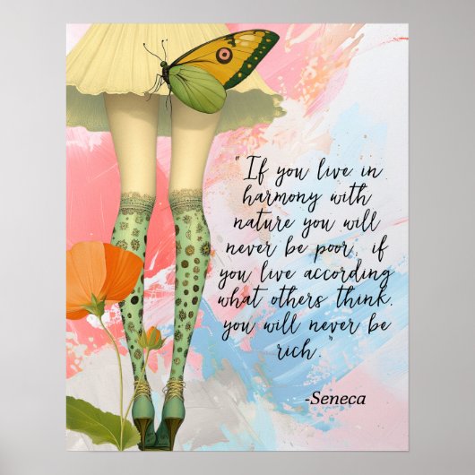 セネカ引用文お洒落モダンコラージュ ポスター (正面)