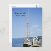 セネカ湖にドッキングした帆船 ポストカード (正面/裏面)