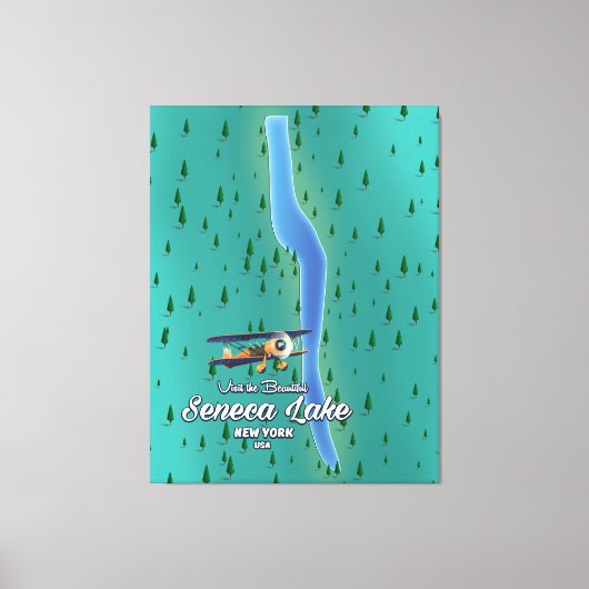 セネカ湖、NYC湖の地図 キャンバスプリント (正面)